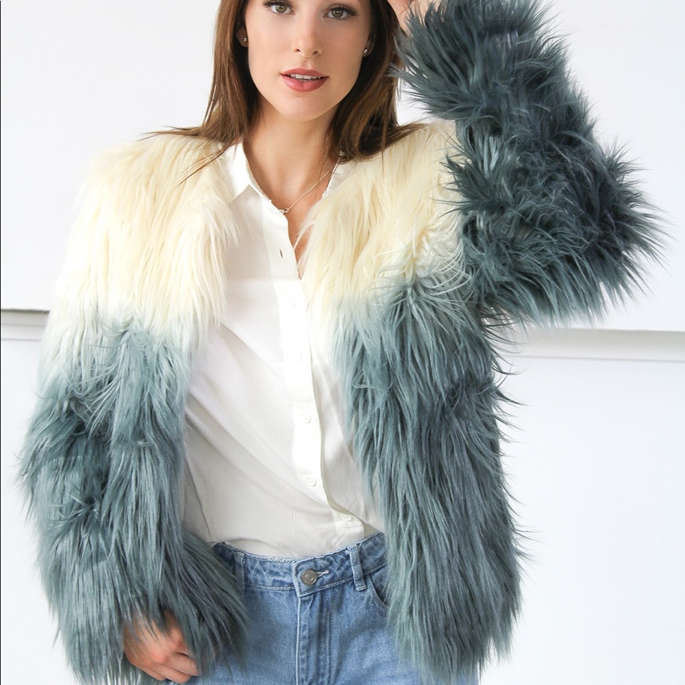 Ombre Faux Fur Coat